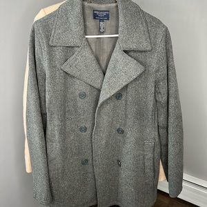 American eagle long dark grey pea coat